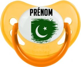 Drapeau effet pinceau Pakistan avec prénom Tétine Physiologique Jaune phosphorescente