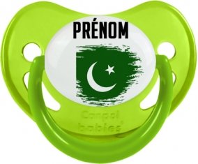 Drapeau effet pinceau Pakistan avec prénom Tétine Physiologique Vert phosphorescente