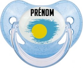 Drapeau effet pinceau Palau avec prénom Sucete Physiologique Bleue à paillette