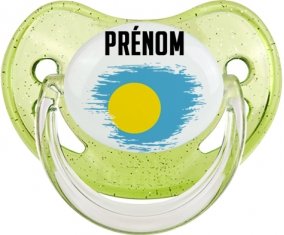 Drapeau effet pinceau Palau avec prénom Sucete Physiologique Vert à paillette