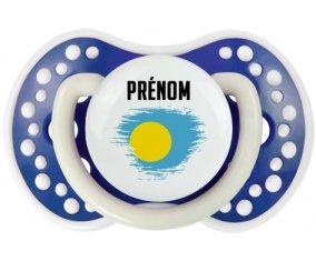 Drapeau effet pinceau Palau avec prénom Tétine LOVI Dynamic Bleu-marine phosphorescente