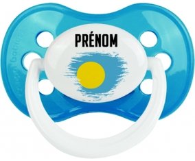 Drapeau effet pinceau Palau avec prénom Sucette Anatomique Cyan classique