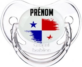 Drapeau effet pinceau Panama avec prénom Sucette Physiologique Transparent classique