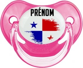 Drapeau effet pinceau Panama avec prénom Sucette Physiologique Rose classique