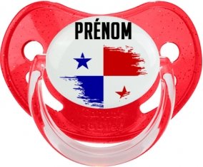 Drapeau effet pinceau Panama avec prénom Sucette Physiologique Rouge à paillette