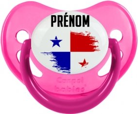 Drapeau effet pinceau Panama avec prénom Sucette Physiologique Rose phosphorescente