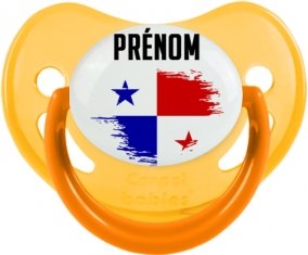 Drapeau effet pinceau Panama avec prénom Sucette Physiologique Jaune phosphorescente