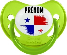 Drapeau effet pinceau Panama avec prénom Sucette Physiologique Vert phosphorescente
