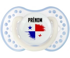 Drapeau effet pinceau Panama avec prénom Sucette LOVI Dynamic Blanc-cyan classique