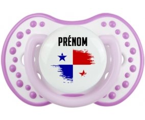Drapeau effet pinceau Panama avec prénom Sucette LOVI Dynamic Blanc-mauve classique