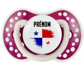Drapeau effet pinceau Panama avec prénom Sucette LOVI Dynamic Fuchsia phosphorescente