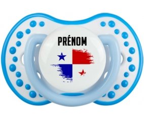 Drapeau effet pinceau Panama avec prénom Sucette LOVI Dynamic Blanc-bleu phosphorescente
