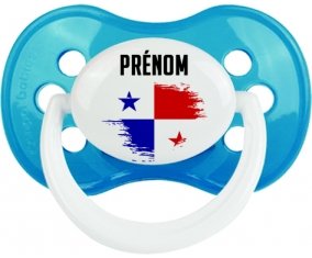 Drapeau effet pinceau Panama avec prénom Tétine Anatomique Cyan classique
