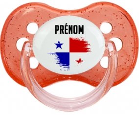 Drapeau effet pinceau Panama avec prénom Sucette Cerise Rouge à paillette