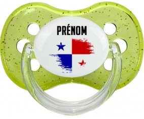 Drapeau effet pinceau Panama avec prénom Sucette Cerise Vert à paillette