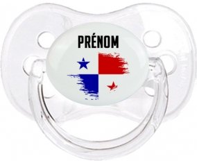 Drapeau effet pinceau Panama avec prénom Sucette Cerise Transparent classique