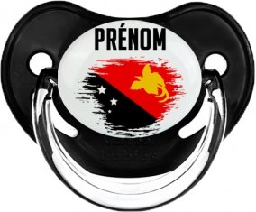 Drapeau effet pinceau Papouasie Nouvelle Guinée avec prénom Sucette Physiologique Noir classique