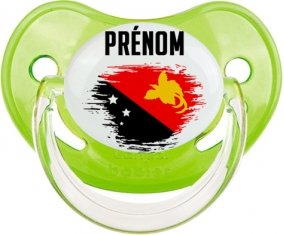 Drapeau effet pinceau Papouasie Nouvelle Guinée avec prénom Sucette Physiologique Vert classique