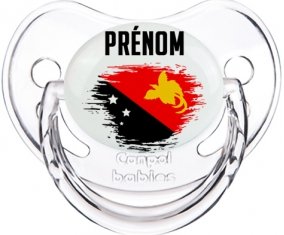Drapeau effet pinceau Papouasie Nouvelle Guinée avec prénom Sucette Physiologique Transparent classique