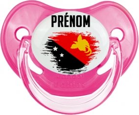 Drapeau effet pinceau Papouasie Nouvelle Guinée avec prénom Sucette Physiologique Rose classique