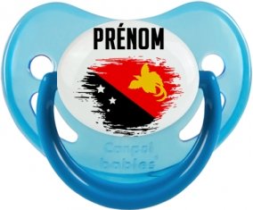 Drapeau effet pinceau Papouasie Nouvelle Guinée avec prénom Sucette Physiologique Bleue phosphorescente