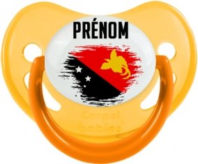 Drapeau effet pinceau Papouasie Nouvelle Guinée avec prénom Sucette Physiologique Jaune phosphorescente