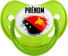 Drapeau effet pinceau Papouasie Nouvelle Guinée avec prénom Sucette Physiologique Vert phosphorescente