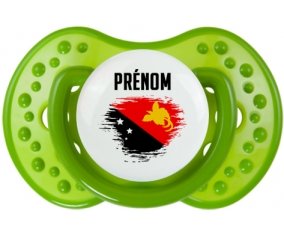 Drapeau effet pinceau Papouasie Nouvelle Guinée avec prénom Sucette LOVI Dynamic Vert classique