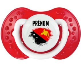 Drapeau effet pinceau Papouasie Nouvelle Guinée avec prénom Sucette LOVI Dynamic Blanc-rouge classique