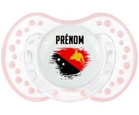Drapeau effet pinceau Papouasie Nouvelle Guinée avec prénom Sucette LOVI Dynamic Retro-blanc-rose-tendre classique