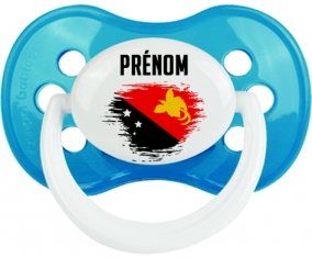 Drapeau effet pinceau Papouasie Nouvelle Guinée avec prénom Sucette Anatomique Cyan classique
