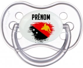 Drapeau effet pinceau Papouasie Nouvelle Guinée avec prénom Sucette Anatomique Transparente classique