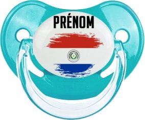 Drapeau effet pinceau Paraguay avec prénom Tétine Physiologique Bleue classique
