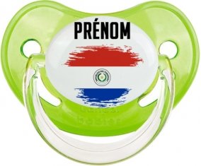 Drapeau effet pinceau Paraguay avec prénom Tétine Physiologique Vert classique