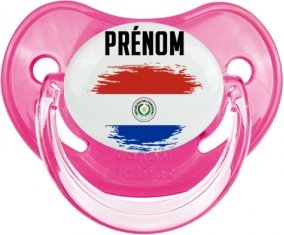 Drapeau effet pinceau Paraguay avec prénom Tétine Physiologique Rose classique