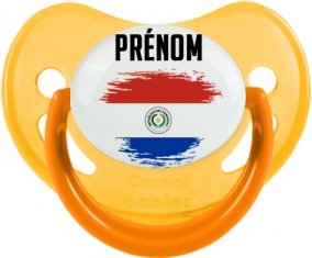 Drapeau effet pinceau Paraguay avec prénom Tétine Physiologique Jaune phosphorescente