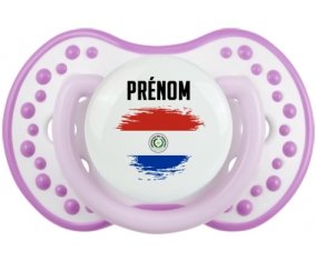 Drapeau effet pinceau Paraguay avec prénom Sucete LOVI Dynamic Blanc-mauve classique