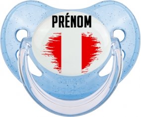 Drapeau effet pinceau Pérou avec prénom Sucete Physiologique Bleue à paillette
