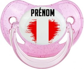 Drapeau effet pinceau Pérou avec prénom Sucete Physiologique Rose à paillette