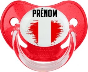 Drapeau effet pinceau Pérou avec prénom Sucete Physiologique Rouge à paillette