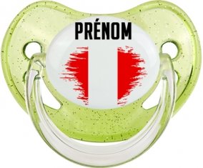 Drapeau effet pinceau Pérou avec prénom Sucete Physiologique Vert à paillette