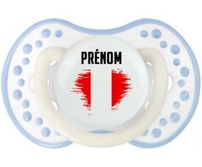 Drapeau effet pinceau Pérou avec prénom Tétine LOVI Dynamic Blanc-cyan classique