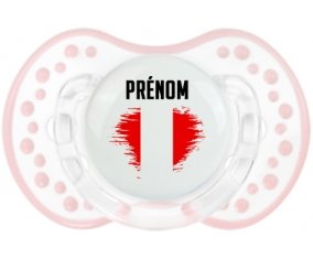 Drapeau effet pinceau Pérou avec prénom Tétine LOVI Dynamic Retro-blanc-rose-tendre classique