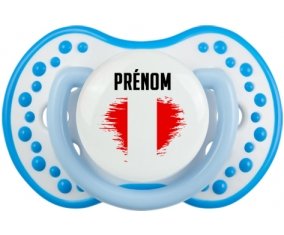 Drapeau effet pinceau Pérou avec prénom Tétine LOVI Dynamic Blanc-bleu phosphorescente