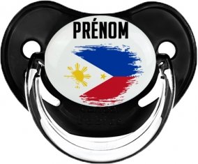 Drapeau effet pinceau Philippines avec prénom Sucette Physiologique Noir classique