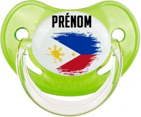 Drapeau effet pinceau Philippines avec prénom Sucette Physiologique Vert classique