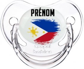 Drapeau effet pinceau Philippines avec prénom Sucette Physiologique Transparent classique