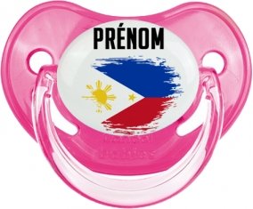 Drapeau effet pinceau Philippines avec prénom Sucette Physiologique Rose classique