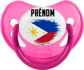 Drapeau effet pinceau Philippines avec prénom Sucette Physiologique Rose phosphorescente
