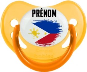 Drapeau effet pinceau Philippines avec prénom Sucette Physiologique Jaune phosphorescente